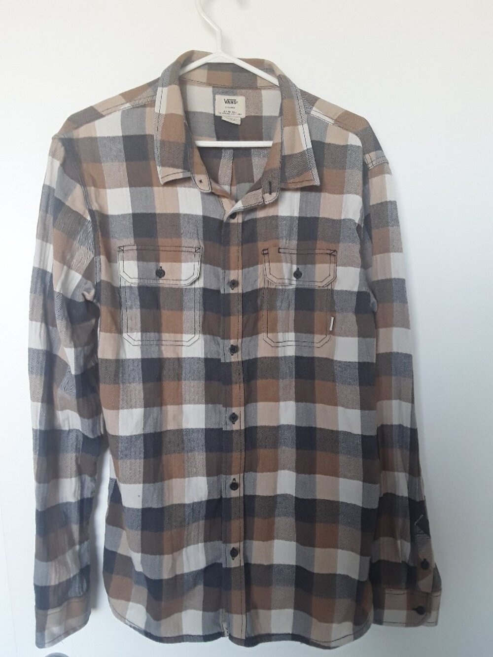 Vans Tailored Fit Flannel Shirt – XL – Brown/Grey Plaid